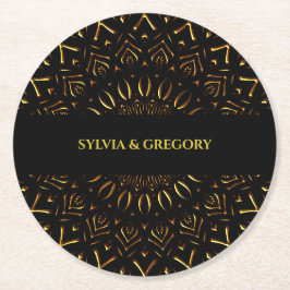 Posavasos Redondo De Papel Mandala clásica elegante estilo Art dec