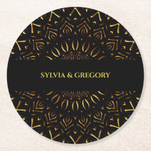 Posavasos Redondo De Papel Mandala clásica elegante estilo Art dec