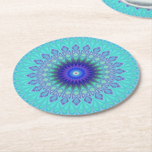 Posavasos Redondo De Papel Mandala congelada (En perspectiva)