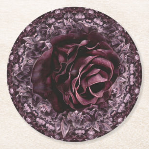 Posavasos Redondo De Papel Mandala de rosa 