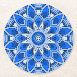 Posavasos Redondo De Papel Mandala en azul