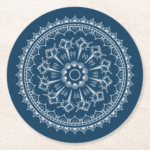 Posavasos Redondo De Papel Mandala hecha de Seashells