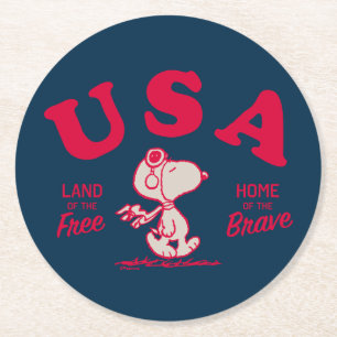 Posavasos Redondo De Papel Maní   Tierra libre de Snoopy USA