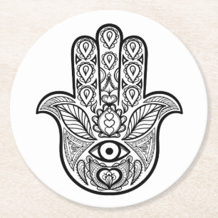 Posavasos Redondo De Papel Mano inspirada de Hamsa