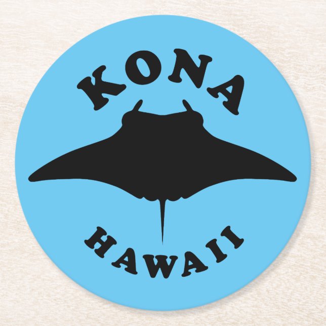 Posavasos Redondo De Papel Manta Ray buceando en Kona, Hawaii (Anverso)