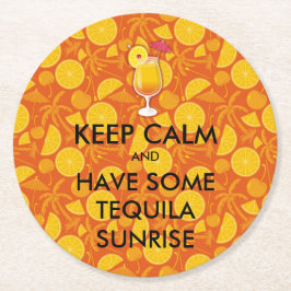 Posavasos Redondo De Papel Mantener la calma - Tequila Sunrise