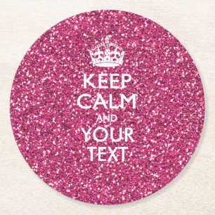 Posavasos Redondo De Papel Mantener la CALMA y el texto en tonos rosados