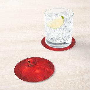 Posavasos Redondo De Papel Manzana acuarela 'Red Delicious'