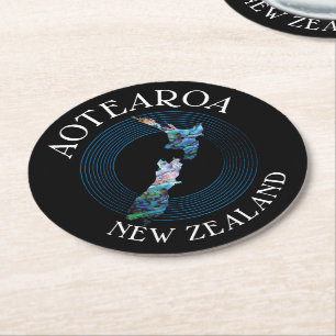POSAVASOS REDONDO DE PAPEL MAPA PAUA DE NUEVA ZELANDIA