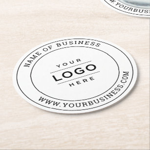 Posavasos Redondo De Papel Marca de logotipo comercial de Personalizado blanc
