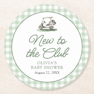 Posavasos Redondo De Papel Marco Verde Salvia Golf Nuevo en el Club Baby Show