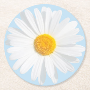 Posavasos Redondo De Papel margarita blanca