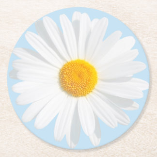 Posavasos Redondo De Papel margarita blanca