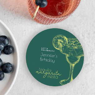 Posavasos Redondo De Papel Margarita moderna fiesta de cumpleaños de cócteles