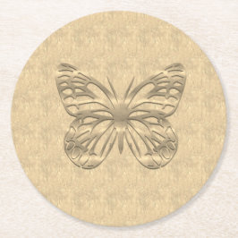 Posavasos Redondo De Papel Mariposa de oro de bonito