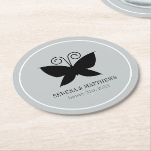 Posavasos Redondo De Papel Mariposa negra
