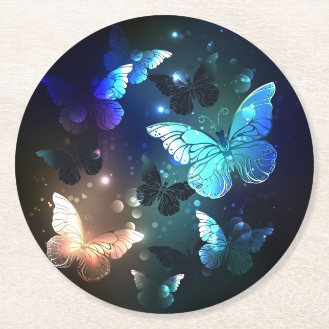 Posavasos Redondo De Papel Mariposa nocturna fluida (Anverso)