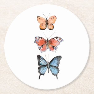 Posavasos Redondo De Papel Mariposas
