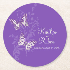 Posavasos Redondo De Papel mariposas de arte de tinta boda galvanizadores de 