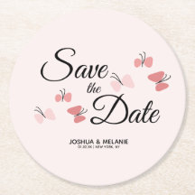 Mariposas Románticas Rosadas Save the Dates