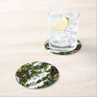 Posavasos Redondo De Papel Mariposas y encaje de la Reina Ana