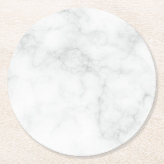 Posavasos Redondo De Papel Mármol Blanco Moderno