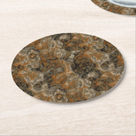 Posavasos Redondo De Papel Mármol de Oliva Dorada