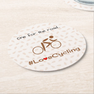Posavasos Redondo De Papel Marrón de ciclismo de amor
