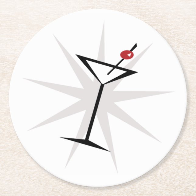 Posavasos Redondo De Papel +[ Martini vintage ]+ (Anverso)