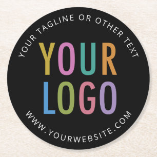 Posavasos Redondo De Papel Máscaras de papel negro con logotipo comercial