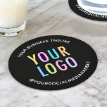 Posavasos Redondo De Papel Máscaras de papel negro con logotipo comercial<br><div class="desc">Personalice nuestros capuchones de papel en el portapapeles redondo con el logotipo de su empresa y el texto del personalizado. Este es un portapapeles de 50 puntos con texto curvo con un diseño minimalista simple. Diseñado en negro y otros colores (todos los colores son personalizables). El tamaño es de 4...</div>