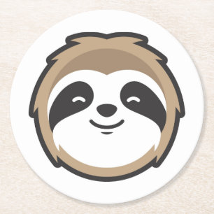 Posavasos Redondo De Papel Mascota de la pereza