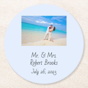 Posavasos Redondo De Papel Máster boda o aniversario personalizado