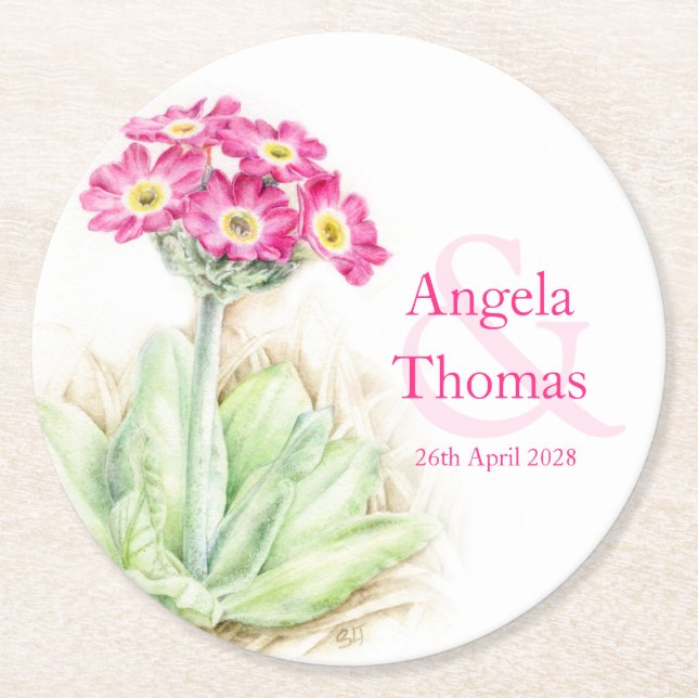 Posavasos Redondo De Papel Máster de boda verde de la fórmula de alfileres (Anverso)