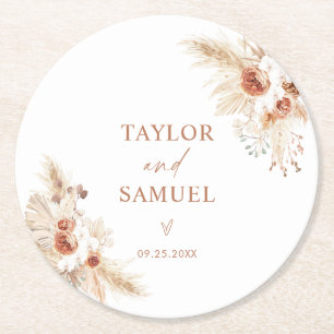 Posavasos Redondo De Papel Máster de papel boda Decoración de hierba Boho P