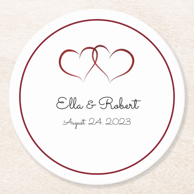 Posavasos Redondo De Papel Máster de papel boda monogramado (Anverso)