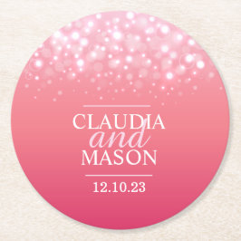 Posavasos Redondo De Papel Máster de papel de champán rosa boda