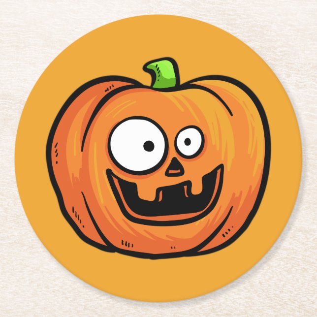 Posavasos Redondo De Papel Máster de papel de Halloween Pumpkins 1 (Anverso)