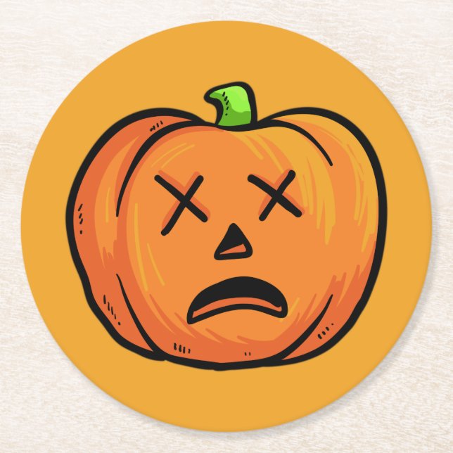 Posavasos Redondo De Papel Máster de papel para calabazas de Halloween 9 (Anverso)