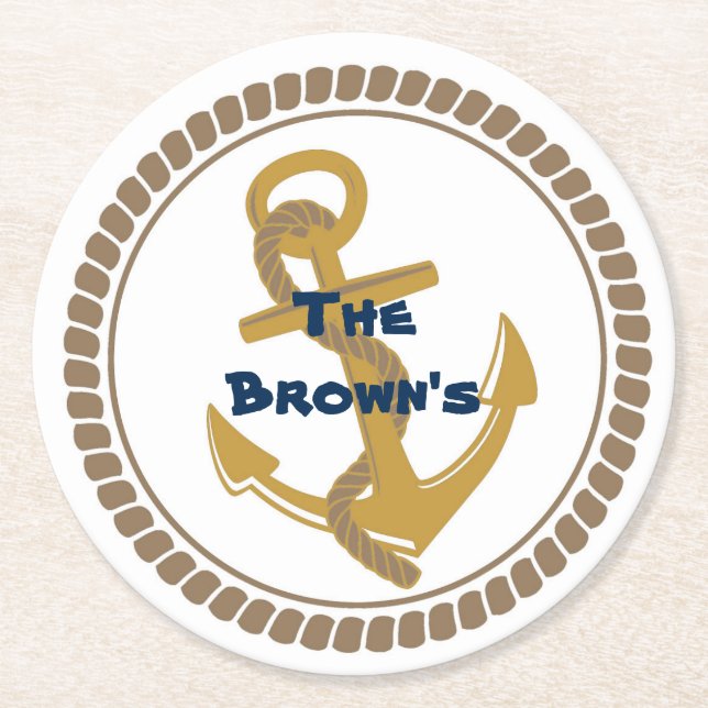 Posavasos Redondo De Papel Máster Náutico Gold Personalizado (Anverso)