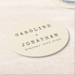Posavasos Redondo De Papel Matrimonio personalizado de máquina de escribir cr<br><div class="desc">Maquinaria retro Minimalista Tipo de letra Maquinaria de papel redondo de casamiento personalizado en crema</div>