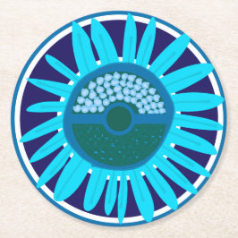 Posavasos Redondo De Papel Mazipoodles Sunflower Sunshine: Azul 1