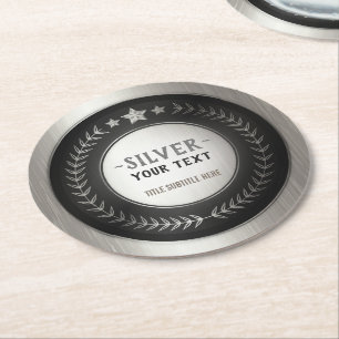 Posavasos Redondo De Papel MEDALLA DE PLATA Campeón IMPRESIÓN PERSONALIZADA e