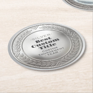 Posavasos Redondo De Papel Medalla personalizada 3D realista editable foil pl