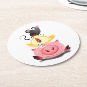 Posavasos Redondo De Papel Mejor amigo niño picante y ratón - Personalizado