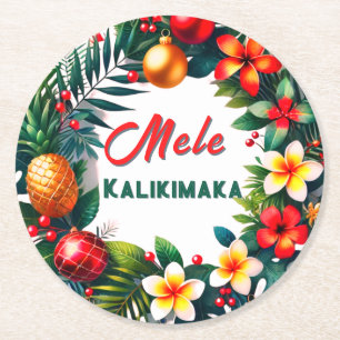 Posavasos Redondo De Papel Mele Kalikimaka