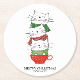Posavasos Redondo De Papel Meowy Navidades Tres Gates Cup Atraviesa Divertida