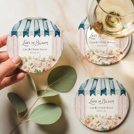 Posavasos Redondo De Papel Mercado de Flores Love in Bloom Baby Shower Nupcia