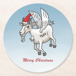 Posavasos Redondo De Papel Merry Christmas from The Flying Goat