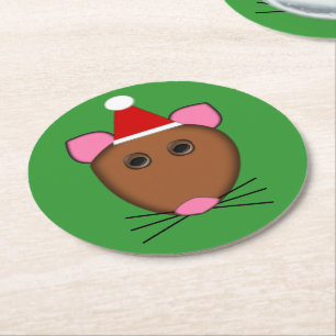 Posavasos Redondo De Papel Merry Christmas Mouse Paper Coasters